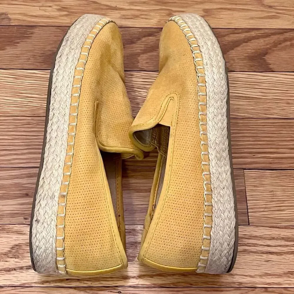 Dr. Scholl's Far Out Yellow Perforated Espadrille Slip-On Shoes Size 6.5M